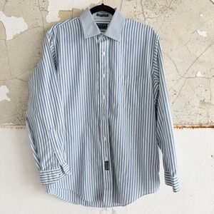 Vtg Button Down‎ Shirt Blue White Stripes Windsor Shirt Company Mens L Classic